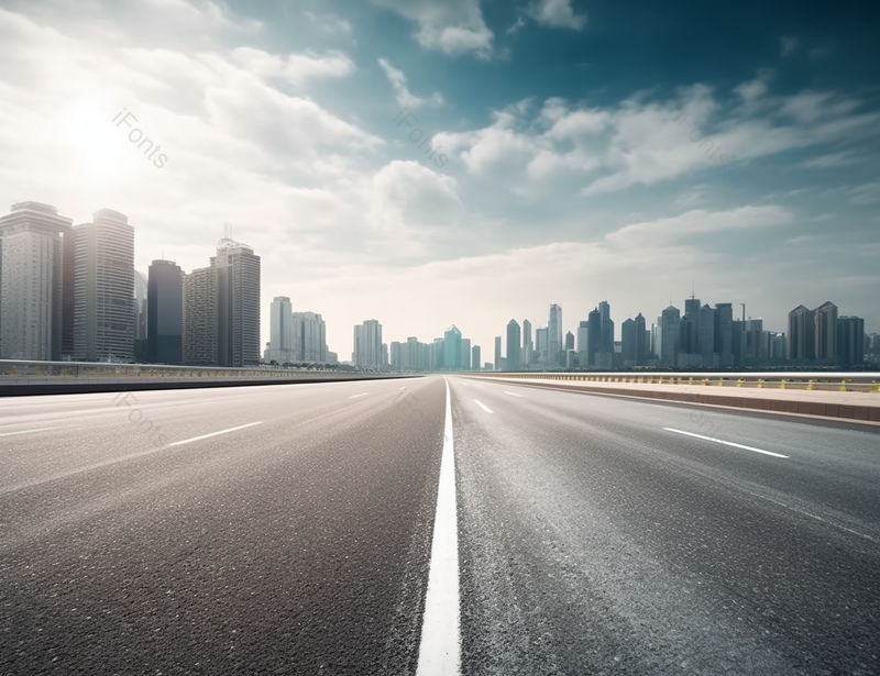 天气晴朗的天空下道路和远处的大楼背景,高清,摄影图,摄影图片,图片大全,摄影图免费下载